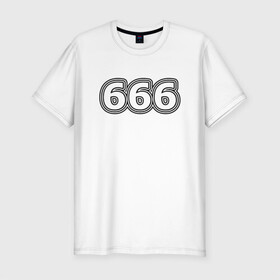 Мужская футболка хлопок Slim с принтом 666 в Петрозаводске, 92% хлопок, 8% лайкра | приталенный силуэт, круглый вырез ворота, длина до линии бедра, короткий рукав | 666 | апокалипсис | дъявол | число | шесть