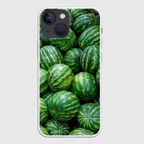 Чехол для iPhone 13 mini с принтом Арбузы в Петрозаводске,  |  | арбуз | арбузы | зеленый | много | текстура | фрукт | ягода