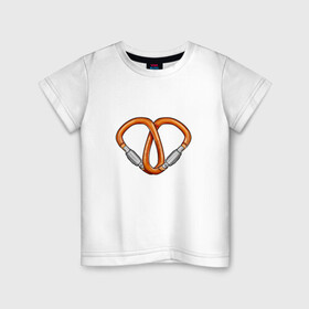 Детская футболка хлопок с принтом Carabiners love в Петрозаводске, 100% хлопок | круглый вырез горловины, полуприлегающий силуэт, длина до линии бедер | carabiners | gwaenor | love | альпинизм | карабин | любовь | сердце | скалолазание