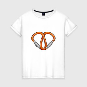 Женская футболка хлопок с принтом Carabiners love в Петрозаводске, 100% хлопок | прямой крой, круглый вырез горловины, длина до линии бедер, слегка спущенное плечо | carabiners | gwaenor | love | альпинизм | карабин | любовь | сердце | скалолазание