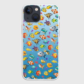 Чехол для iPhone 13 mini с принтом Подводный Мир паттерн в Петрозаводске,  |  | fish | волна | звезда | конек | корабль | медуза | море | океан | рыба | рыбалка | рыбка | спининг | спиннинг | удочка | яхта