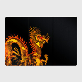 Магнитный плакат 3Х2 с принтом Золотой китайский дракон в Петрозаводске, Полимерный материал с магнитным слоем | 6 деталей размером 9*9 см | азиатский дракон | дракон | золотой | золотой азиатский дракон | золотой дракон | золотой китайский дракон | золотой японский дракон | китайский дракон | японский дракон