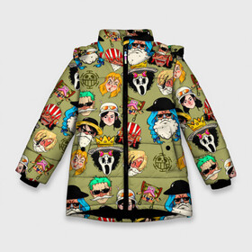 Зимняя куртка для девочек 3D с принтом Персонажи One Piece Большой куш в Петрозаводске, ткань верха — 100% полиэстер; подклад — 100% полиэстер, утеплитель — 100% полиэстер. | длина ниже бедра, удлиненная спинка, воротник стойка и отстегивающийся капюшон. Есть боковые карманы с листочкой на кнопках, утяжки по низу изделия и внутренний карман на молнии. 

Предусмотрены светоотражающий принт на спинке, радужный светоотражающий элемент на пуллере молнии и на резинке для утяжки. | anime | manga | monkey d. luffy | one piece | аниме | большой куш | ван пис | вон пис | гол д. роджер | кайдо | король пиратов | луфи | луффи | манга | манки д. луффи | нами | нико робин | пират | портгас д. эйс | ророноа зоро