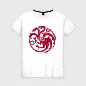 Женская футболка хлопок с принтом Logo Targaryen Quotes в Петрозаводске, 100% хлопок | прямой крой, круглый вырез горловины, длина до линии бедер, слегка спущенное плечо | Тематика изображения на принте: crow | fire and blood | game of thrones | lannister | stark | statwb | targaryen | винтерфел | ворон | игра престолов | король ночи | ланнистер | лютоволк | мать драконов | пламя и кровь | север | старки | таргариен | черные крылья