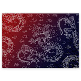 Поздравительная открытка с принтом Традиционный китайский дракон в Петрозаводске, 100% бумага | плотность бумаги 280 г/м2, матовая, на обратной стороне линовка и место для марки
 | азиатский дракон | дракон | китайский дракон | традиционный | традиционный азиатский дракон | традиционный дракон | традиционный китайский дракон | традиционный японский дракон