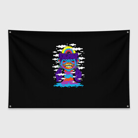 Флаг-баннер с принтом Арт /  Pop Art в Петрозаводске, 100% полиэстер | размер 67 х 109 см, плотность ткани — 95 г/м2; по краям флага есть четыре люверса для крепления | art | pop art | арт | водопад | глаз | губы | девушка | облака | психоделика