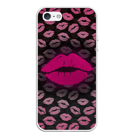 Чехол для iPhone 5/5S матовый с принтом Малиновые губы в Петрозаводске, Силикон | Область печати: задняя сторона чехла, без боковых панелей | блестки | блестящий | губки | губы | желтый | звезды | краски | отпечаток | поцелуй | розовый | сверкает
