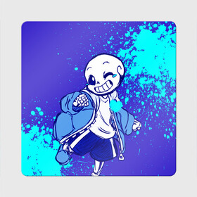 Магнит виниловый Квадрат с принтом UNDERTALE SANS BLUE в Петрозаводске, полимерный материал с магнитным слоем | размер 9*9 см, закругленные углы | Тематика изображения на принте: sans | undertale | андертале | андертейл | гтвукефду | игра | подземная история | подземная сказка | санс | ундертале