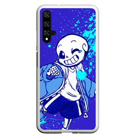 Чехол для Honor 20 с принтом UNDERTALE SANS BLUE в Петрозаводске, Силикон | Область печати: задняя сторона чехла, без боковых панелей | sans | undertale | андертале | андертейл | гтвукефду | игра | подземная история | подземная сказка | санс | ундертале