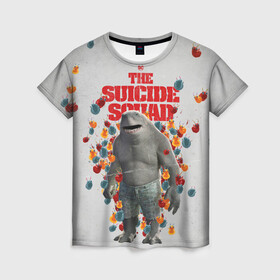 Женская футболка 3D с принтом TSS | King Shark в Петрозаводске, 100% полиэфир ( синтетическое хлопкоподобное полотно) | прямой крой, круглый вырез горловины, длина до линии бедер | king shark | nanaue | suicide squad | the suicide squad | vdzabma | кинг шарк | король акул | король акула | нэнуэ