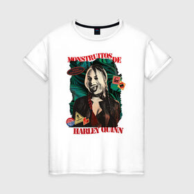 Женская футболка хлопок с принтом Monstruitos De Harley Quinn в Петрозаводске, 100% хлопок | прямой крой, круглый вырез горловины, длина до линии бедер, слегка спущенное плечо | harley quinn | suicide squad | the suicide squad | vdzabma | харли квинн | харли куинн