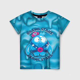 Детская футболка 3D с принтом Скуик и слизь в Петрозаводске, 100% гипоаллергенный полиэфир | прямой крой, круглый вырез горловины, длина до линии бедер, чуть спущенное плечо, ткань немного тянется | brawler | goo | slime | squeak | сквик | слайм