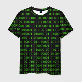 Мужская футболка 3D с принтом Двоичный код в Петрозаводске, 100% полиэфир | прямой крой, круглый вырез горловины, длина до линии бедер | Тематика изображения на принте: binary code | code | programming | двоичный код | код | нули и единицы | программирование