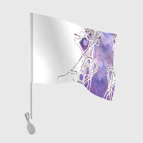 Флаг для автомобиля с принтом Фиолетовые нити в Петрозаводске, 100% полиэстер | Размер: 30*21 см | абстракция | акварель | асимметрия | верёвки | морские узлы | нити | фиолетовый