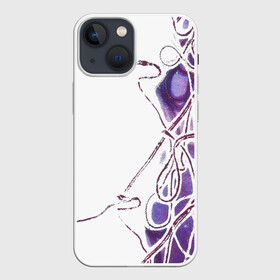 Чехол для iPhone 13 mini с принтом Фиолетовые нити в Петрозаводске,  |  | абстракция | акварель | асимметрия | верёвки | морские узлы | нити | фиолетовый