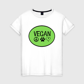 Женская футболка хлопок с принтом Vegan Family в Петрозаводске, 100% хлопок | прямой крой, круглый вырез горловины, длина до линии бедер, слегка спущенное плечо | green | greenpaece | nature | sport | vegan | yoga | веган | вегетарианец | гринпис | еда | животные | жизнь | здоровье | зеленый | йога | мир | овощи | пища | планета | природа | растение | спорт | тело | фрукты