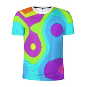 Мужская футболка 3D спортивная с принтом Калейдоскоп в Петрозаводске, 100% полиэстер с улучшенными характеристиками | приталенный силуэт, круглая горловина, широкие плечи, сужается к линии бедра | абстракция | калейдоскоп | пестрое | разноцветное