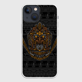 Чехол для iPhone 13 mini с принтом Ацтекский дракон из камня в Петрозаводске,  |  | ацтеки | ацтекский дракон | воин | дракон | дракон ацтек | дракон ацтеков | дракон ацтекский | дракон из камня | древний дракон | желтый дракон | камень | оранжевый дракон | шлем