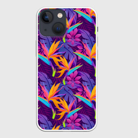 Чехол для iPhone 13 mini с принтом Тропические листья в Петрозаводске,  |  | абстракция | листья | паттерн | текстуры | тропики | узоры | цветы