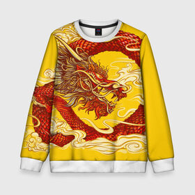 Детский свитшот 3D с принтом Китайский Дракон, China Dragon в Петрозаводске, 100% полиэстер | свободная посадка, прямой крой, мягкая тканевая резинка на рукавах и понизу свитшота | chinese dragon | dhina dragon | dragon | азиатский дракон | восточный дракон | дракон | китайские драконы | китайский дракон | красный дракон | традиционный китайский дракон | японский дракон
