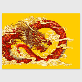 Поздравительная открытка с принтом Китайский Дракон, China Dragon в Петрозаводске, 100% бумага | плотность бумаги 280 г/м2, матовая, на обратной стороне линовка и место для марки
 | chinese dragon | dhina dragon | dragon | азиатский дракон | восточный дракон | дракон | китайские драконы | китайский дракон | красный дракон | традиционный китайский дракон | японский дракон
