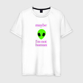 Мужская футболка хлопок с принтом Инопланетянин  в Петрозаводске, 100% хлопок | прямой крой, круглый вырез горловины, длина до линии бедер, слегка спущенное плечо. | инопланетянин | надпись | нло | планета | пришелец