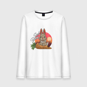 Мужской лонгслив хлопок с принтом Sweet Bunny в Петрозаводске, 100% хлопок |  | закат | иллюстрация | крольченок | морковь | сладкий кролик