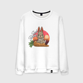 Мужской свитшот хлопок с принтом Sweet Bunny в Петрозаводске, 100% хлопок |  | закат | иллюстрация | крольченок | морковь | сладкий кролик