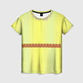 Женская футболка 3D с принтом Солнечное кружево в Петрозаводске, 100% полиэфир ( синтетическое хлопкоподобное полотно) | прямой крой, круглый вырез горловины, длина до линии бедер | кружева | кружево | лето | поясок | солнце | стройнит