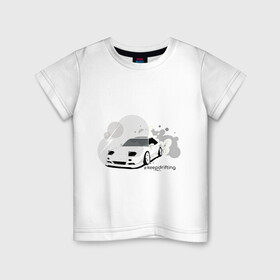 Детская футболка хлопок с принтом Keep drifting  в Петрозаводске, 100% хлопок | круглый вырез горловины, полуприлегающий силуэт, длина до линии бедер | Тематика изображения на принте: 1jzgte | drift | jdm | jdmculture | nissan | sylvia | дрифт | ниссан | сильвия