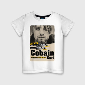 Детская футболка хлопок с принтом Kurt Cobain paper cuts в Петрозаводске, 100% хлопок | круглый вырез горловины, полуприлегающий силуэт, длина до линии бедер | cobain | grunge | kurt | kurt cobain | nirvana | грандж | кобейн | курт | курт кобейн | нирвана | рок