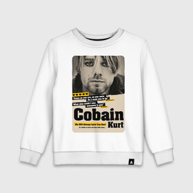 Детский свитшот хлопок с принтом Kurt Cobain paper cuts в Петрозаводске, 100% хлопок | круглый вырез горловины, эластичные манжеты, пояс и воротник | cobain | grunge | kurt | kurt cobain | nirvana | грандж | кобейн | курт | курт кобейн | нирвана | рок