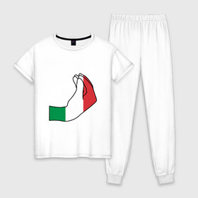 Женская пижама хлопок с принтом Италия в Петрозаводске, 100% хлопок | брюки и футболка прямого кроя, без карманов, на брюках мягкая резинка на поясе и по низу штанин | among us impasta | italy | италия | италияфинал | че2021 | чемпионевропы