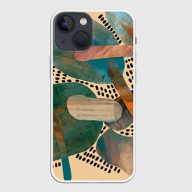 Чехол для iPhone 13 mini с принтом Birches and fields в Петрозаводске,  |  | абстракция | бежевый | береза | графика | поле