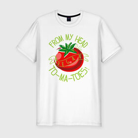 Мужская футболка хлопок Slim с принтом Tomatoes в Петрозаводске, 92% хлопок, 8% лайкра | приталенный силуэт, круглый вырез ворота, длина до линии бедра, короткий рукав | green | greenpaece | nature | sport | vegan | yoga | веган | вегетарианец | гринпис | еда | животные | жизнь | здоровье | зеленый | йога | мир | овощи | пища | планета | помидор | природа | растение | спорт | тело | фрукты