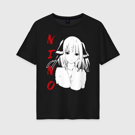 Женская футболка хлопок Oversize с принтом NINO SF в Петрозаводске, 100% хлопок | свободный крой, круглый ворот, спущенный рукав, длина до линии бедер
 | бело красный | глаза | лицо | нино | смотрит