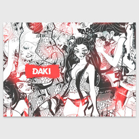 Поздравительная открытка с принтом Daki в Петрозаводске, 100% бумага | плотность бумаги 280 г/м2, матовая, на обратной стороне линовка и место для марки
 | anime | kimetsu no yaiba | аниме | анимэ | клинок рассекающий демонов