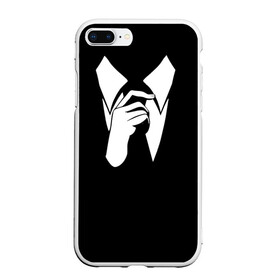 Чехол для iPhone 7Plus/8 Plus матовый с принтом Смокинг | Поправляю галстук в Петрозаводске, Силикон | Область печати: задняя сторона чехла, без боковых панелей | анонимус. | галстук | люди в чёрном | минимализм | рубашка | строгость