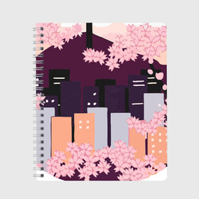Тетрадь с принтом Seoul Tower With Woodblock в Петрозаводске, 100% бумага | 48 листов, плотность листов — 60 г/м2, плотность картонной обложки — 250 г/м2. Листы скреплены сбоку удобной пружинной спиралью. Уголки страниц и обложки скругленные. Цвет линий — светло-серый
 | 3racha | bts | bts idol | drake | exid hot pink | ikon | kpop | seoul tower with woodblock style cherry blossoms south korea | sleepy baby wolf | stay gold | кейпоп | корейская музыка | корея | кпоп | поп