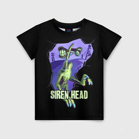 Детская футболка 3D с принтом СИРЕНОГОЛОВЫЙ  SIREN HEAD в Петрозаводске, 100% гипоаллергенный полиэфир | прямой крой, круглый вырез горловины, длина до линии бедер, чуть спущенное плечо, ткань немного тянется | siren head | игра | монстр | сиреноголовый | существо | хоррор