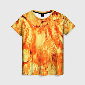Женская футболка 3D с принтом Жаркая Пустыня в Петрозаводске, 100% полиэфир ( синтетическое хлопкоподобное полотно) | прямой крой, круглый вырез горловины, длина до линии бедер | жара | золотой. | лето | отдых | песок | пустыня | тропики
