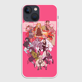 Чехол для iPhone 13 mini с принтом Slayers on pink в Петрозаводске,  |  | anime | kimetsu no yaiba | аниме | анимэ | клинок рассекающий демонов