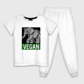 Детская пижама хлопок с принтом Vegan Elephant в Петрозаводске, 100% хлопок |  брюки и футболка прямого кроя, без карманов, на брюках мягкая резинка на поясе и по низу штанин
 | elephant | green | greenpaece | nature | sport | vegan | yoga | веган | вегетарианец | гринпис | еда | животные | жизнь | здоровье | зеленый | йога | мир | овощи | пища | планета | природа | растение | слон | спорт | тело | фрукты