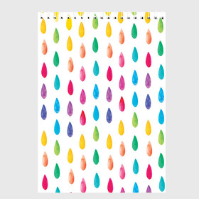 Скетчбук с принтом Акварельные капли в Петрозаводске, 100% бумага
 | 48 листов, плотность листов — 100 г/м2, плотность картонной обложки — 250 г/м2. Листы скреплены сверху удобной пружинной спиралью | artist | coloful | colored | draw | drops | rain | rainbow | watercolor | акварель | дождь | капли | радужный | художник