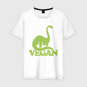 Мужская футболка хлопок с принтом Dino Vegan в Петрозаводске, 100% хлопок | прямой крой, круглый вырез горловины, длина до линии бедер, слегка спущенное плечо. | green | greenpaece | nature | sport | vegan | yoga | веган | вегетарианец | гринпис | динозавр | еда | животные | жизнь | здоровье | зеленый | йога | мир | овощи | пища | планета | природа | растение | спорт | тело | фрукты