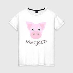 Женская футболка хлопок с принтом Pig Vegan в Петрозаводске, 100% хлопок | прямой крой, круглый вырез горловины, длина до линии бедер, слегка спущенное плечо | Тематика изображения на принте: green | greenpaece | nature | pig | sport | vegan | yoga | веган | вегетарианец | гринпис | еда | животные | жизнь | здоровье | зеленый | йога | мир | овощи | пища | планета | природа | растение | свинья | спорт | тело | фрукты