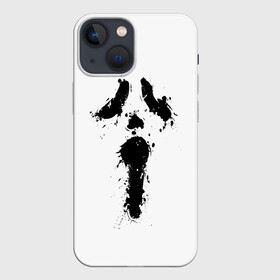 Чехол для iPhone 13 mini с принтом Крик   Ghost Face в Петрозаводске,  |  | chill kill | dbd | ghost face | horror | scary movie | scream | scream mask | wasup | wazap | wazup | whats up | вазап | васап | краска | крик | маска крика | очень страшное кино | призрачное лицо | пятна | страшное кино | телефон | триллер | ужа