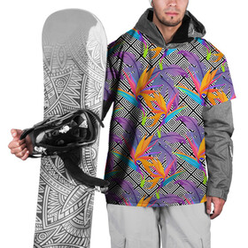 Накидка на куртку 3D с принтом Тропические цветы и узоры в Петрозаводске, 100% полиэстер |  | Тематика изображения на принте: абстракция | геометрия | лето | линии | паттерн | текстуры | узоры