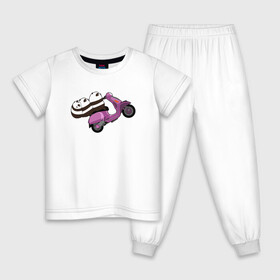 Детская пижама хлопок с принтом Панды на мопеде в Петрозаводске, 100% хлопок |  брюки и футболка прямого кроя, без карманов, на брюках мягкая резинка на поясе и по низу штанин
 | животные | звери | медведь | мишка | мопед | панда | японский мишка
