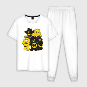 Мужская пижама хлопок с принтом Wu-Tang Bears в Петрозаводске, 100% хлопок | брюки и футболка прямого кроя, без карманов, на брюках мягкая резинка на поясе и по низу штанин
 | Тематика изображения на принте: black | cream | gza | hip hop | method man | music | new york | odb | old school | rap | rza | wu tang | wu tang clan | аудио | винил | ву тэнг | граффити | диджей | кассета | микрофон | музыка | нью йорк | пластинка | рэп | рэпер | хип хоп